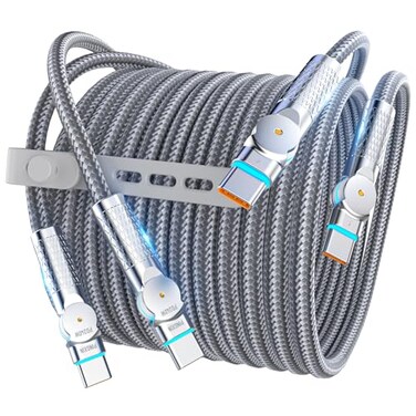PINGXIN USB C to USB C Cable10ft240W 2Pack Braided 180Rotating Type C Charging CableFast Charge for iPhone 1616Pro16Plus16ProMaxMacBook AiriPad ProPixelSamsung Galaxy S23S24 UltraLight Grey