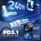 PINGXIN USB C to USB C Cable 10FT 240W 180Rotating USB C Cable Braided Type C Charger Cable Fast Charge for iPhone 1716Pro 1716Plus 1716ProMaxMacBook AiriPad ProPixelSamsung Galaxy S23S24UltraBlue