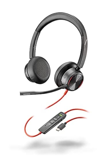 POLY Plantronics Poly Blackwire 8225 Wired Headset with Boom Mic DualEar Stereo Computer Headset USBC to Connect to Your PCMac Active Noise Canceling Works with Teams Zoom More
