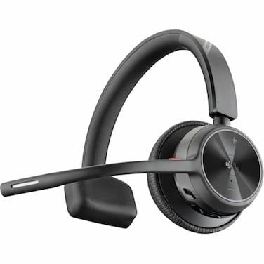 Poly Voyager 4310 UC Wireless Headset Plantronics SingleEar Headset wMic Connect to PCMac via USBA Bluetooth Adapter Cell Phone via Bluetooth Works with Teams Zoom More