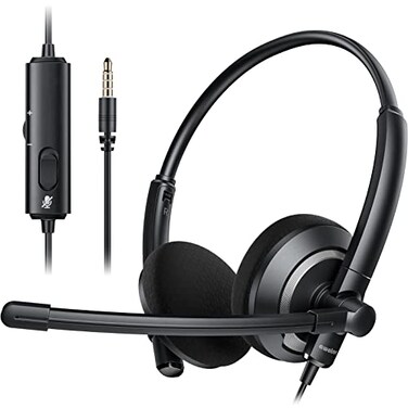 awatrue Wired Headset with Microphone for PC Laptop 35mm Jack On Ear Headphones with Noise Cancelling Microphone for Boom Skype Webinars inline ControlComfortable