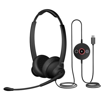 Cyber Acoustics USBC Wired Headset with Microphone for PC AC304C Wired Headset with Noise Cancelling Mic for Work Calls Remote Meetings Black