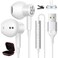 HGCXING USB Headphones for PC Laptop Magnetic 75ft Wired EarbudsComputer Headset with Mic Control Mute Noise Isolate Cord in Ear Gaming Earphone for MacBook Pro Office Work School Zoom Chromebook