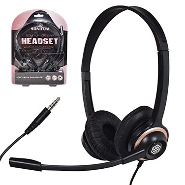 Sonitum Bulk Headsets With Microphone 10 Pack Noise Canceling Computer Headset For Office Meetings Chat Comfortable OverEar PC Headphones With Rotating Mic 35 Jack For Universal Connectivity