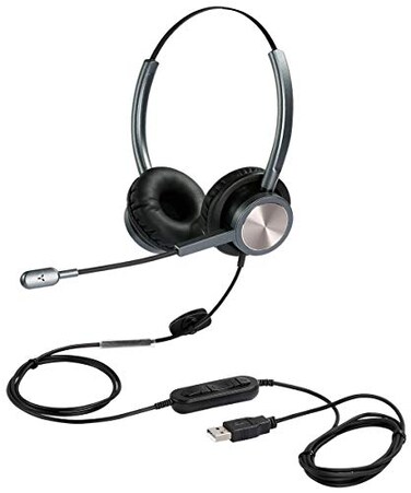 KEMEILE USB Headset with Microphone for PC Laptop Computer Headset Headphones with Mic Noise Cancelling inline Controls for Home Office Call Center Business Softphones Teams Zoom Skype Online Class an