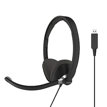 Koss CS300USB DoubleSided OnEar Communication Headset Noise Cancelling Electret Microphone Flexible Microphone Arm Wired with USB Plug Black