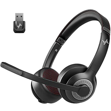 JIAMQISHI Wireless Headset with Mic for Work Bluetooth V52 Headphones with AI Noise Cancelling Microphone USB Dongle Clear Calls Mic Mute for Laptop PC iPhone Android Phones