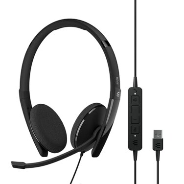 EPOS Adapt 160T USB II Wired DoubleSided Headset USB Connectivity MS Teams UC Optimized Superior Stereo Sound Enhanced Comfort Call Control Black
