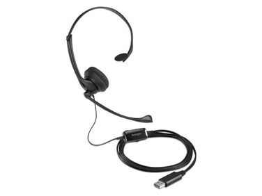 Kensington USB Mono Headset with Mic and Volume Control Single Ear Monaural Headset with Boom Mic K80100WW
