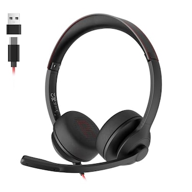 ONIKUMA GAMING USB Headset with Microphone for PCLaptop Wired Headphones with Noise Cancelling Mic USB C USB A Allday Comfort Lightweight Computer Headset for Home Office Call Center School Remote Wor