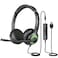 JIAMQISHI USB Headset with Mic for PC OnEar Computer Laptop Headphones with Noise Cancelling Microphone inline Control for Home Office Online Class USB35mm Green