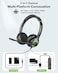 JIAMQISHI USB Headset with Mic for PC OnEar Computer Laptop Headphones with Noise Cancelling Microphone inline Control for Home Office Online Class USB35mm Green