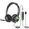 JIAMQISHI USB Headset with Mic for PC OnEar Computer Laptop Headphones with Noise Cancelling Microphone inline Control for Home Office Online Class USB35mm Green