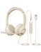 JIAMQISHI USB Headset with Microphone for PC OnEar Computer Laptop Headphones with Noise Cancelling Mic inline Control for Home Office Online Class Zoom USB35mm Apricot