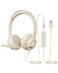 JIAMQISHI USB Headset with Microphone for PC OnEar Computer Laptop Headphones with Noise Cancelling Mic inline Control for Home Office Online Class Zoom USB35mm Apricot