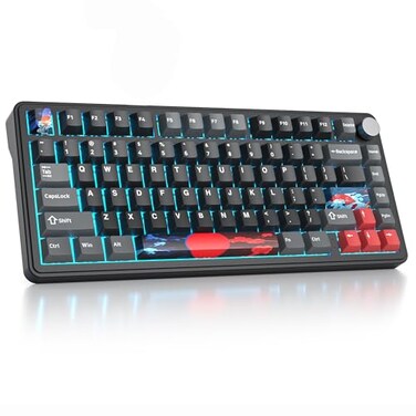 surmen M75 75 Wireless Creamy Keyboard with Gasket Prelubed Triple Mode Bluetooth Mechanical Gaming Keyboard BT5024GhzUSB with Sound Absorbing Pads HotSwapShadow Red