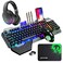 ZIYOU LANG Wireless Gaming Keyboard Mouse Bluetooth Headset Kit with 16 RGB Backlit Rechargeable Battery Metal Mechanical Ergonomic Waterproof Dustproof Removable Palm Rest for Laptop PC GamerRainbow