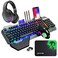 ZIYOU LANG Wireless Gaming Keyboard Mouse Bluetooth Headset Kit with 16 RGB Backlit Rechargeable Battery Metal Mechanical Ergonomic Waterproof Dustproof Removable Palm Rest for Laptop PC GamerRainbow
