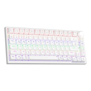 Newmen GM326 75 Percent Mechanical KeyboardWired Mini Backlit Hot Swappable Gaming Mechanical Keyboard with Knob82 Keys AntiGhosting Compact White Gaming Keyboards for PC Win MacRed Switch