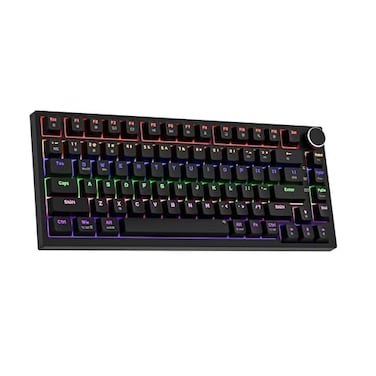 Newmen GM326 75 Percent Mechanical KeyboardWired Mini Backlit Hot Swappable Gaming Mechanical Keyboard with Knob82 Keys AntiGhosting Compact Black Gaming Keyboards for PC Win MacRed Switch