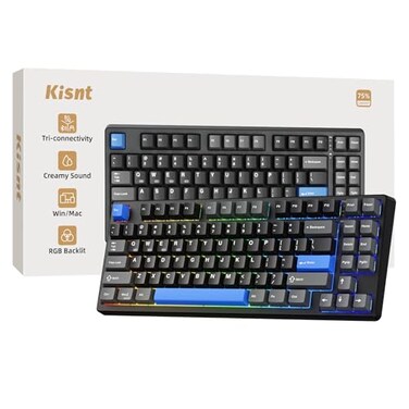 Kisnt KN85 Wireless Mechanical Keyboard 75 Layout Bluetooth24GHzUSBC Custom RGB Backlit HotSwappable Linear Switch Creamy Sound for GamingTyping Textured Black