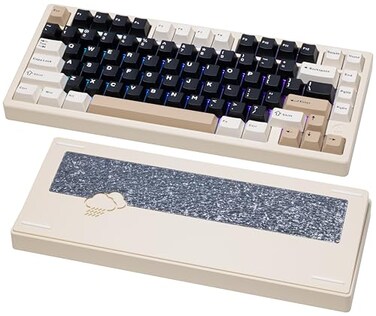 KEEBMONKEY WOBKEY Rainy 75 CNC Aluminum HMXJWKCocoa Switches TripleMode Connectivity Mechanical Keyboard with Superior Acoustics RGBFR4Silver SUS3047000mAhCocoa Switch Pro White