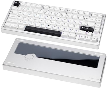 KEEBMONKEY WOBKEY Rainy 75 CNC Aluminum HMXJWKCocoa Switches TripleMode Connectivity Mechanical Keyboard with Superior Acoustics RGBPPMirrored Glass3500mAhViolet Switch Standard Silver