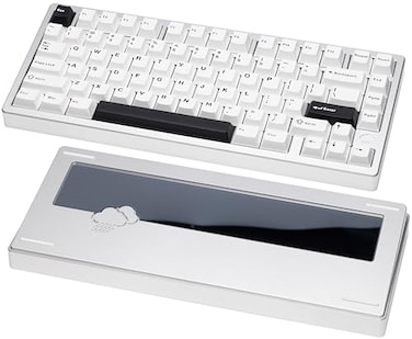 KEEBMONKEY WOBKEY Rainy 75 CNC Aluminum HMXJWKCocoa Switches TripleMode Connectivity Mechanical Keyboard with Superior Acoustics No RGBPPMirrored Glass3500mAhViolet Switch Lite Silver