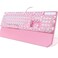 Camiysn Typewriter Style Mechanical Gaming Keyboard Pink Retro Punk Gaming Keyboard with White Backlit 104 Keys Blue Switch Wired Cute Keyboards Round Keycaps for WindowsMacPC