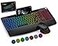 BlueFinger Wireless Keyboard and Mouse Combo Backlit 24G Rechargeable Ergonomic Gaming Keyboard with Wrist Rest Phone Holder Volume Knob Silent Light Up Keyboard with Mouse for Computer Laptop