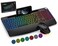 BlueFinger Wireless Keyboard and Mouse Combo Backlit 24G Rechargeable Ergonomic Gaming Keyboard with Wrist Rest Phone Holder Volume Knob Silent Light Up Keyboard with Mouse for Computer Laptop