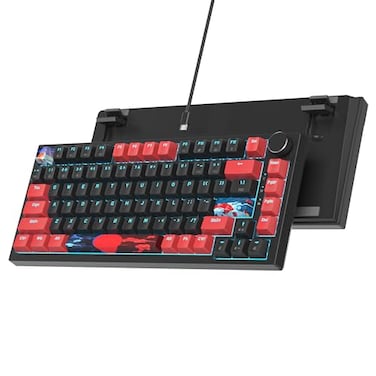 Ussixchare 75 Mechanical Gaming Keyboard Wired Gasket Mount TKL Hot Swappable RGB Backlit Knob for PC Laptop Windows Gamer Red Black