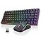 RedThunder K84 Wireless Keyboard and Mouse Combo Rainbow Backlit Rechargeable Battery 75 Layout TKL Ultra Compact Gaming Keyboard Lightweight 3200 DPI Honeycomb Optical Mouse Black