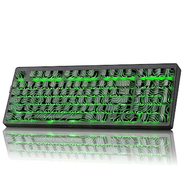 ZORNHER ZH980 Mechanical Keyboard Wireless95 Black HotSwappable Custom Creamy Keyboard with Number PadBlack Topographic KeycapsCreamy Sounding Linear SwitchesFull Size24GHzUSBCBT50