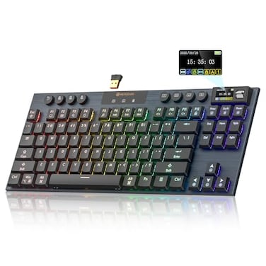 Hexgears Immersion A3 LowProfile Wireless Mechanical Keyboard TKL HotSwappable Aluminum Gaming Keyboard BT5024GHzUSBC Tactile Switches RGB Backlit TFT Screen 5800mAh Battery for PcMac