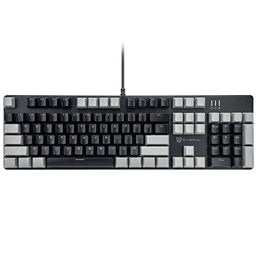 Merdia LED Backlit Full Size Wired Mechanical Gaming Keyboard Black Switch 104 Keys US Layout Hot Swappable Full Size Mechanical Keyboard White LED Backlit PC Gaming Keyboards Black Grey Color