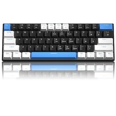 Camiysn 60 Mechanical Gaming KeyboardWhite Black Blue Keycaps Gaming Keyboard with Linear Red Switch Detachable TypeC Cable Mini Keyboard with Blue LED Light for WindowsMacPCLaptop