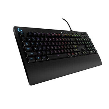 Logitech G213 Prodigy Gaming Keyboard Wired RGB Backlit Keyboard with MechDome Keys Palm Rest Adjustable Feet Media Controls USB Compatible with Windows Black
