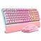 RedThunder K10 Wired Gaming Keyboard and Mouse and Wrist Rest Combo RGB Backlit Mechanical Feel Antighosting Keyboard 7D 7200 DPI MiceSoft Leather Wrist Rest 3 in 1 PC Gamer AccessoriesPink