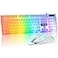 CHONCHOW LED Keyboard and Mouse 104 Keys Rainbow Backlit Keyboard and 7 Color RGB Mouse White Gaming Keyboard and Mouse Combo for PC Laptop Xbox PS4 Gamers and Work