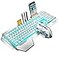 LexonElec Wireless Keyboard and Mouse Blue LED Backlit Rechargeable Keyboard with 3800mAh Battery Metal Panel Removable Hand Rest Mechanical Feel 7 Color Gaming Mute Mouse for PC Gamers