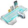 LexonElec Wireless Keyboard and Mouse Blue LED Backlit Rechargeable Keyboard with 3800mAh Battery Metal Panel Removable Hand Rest Mechanical Feel 7 Color Gaming Mute Mouse for PC Gamers