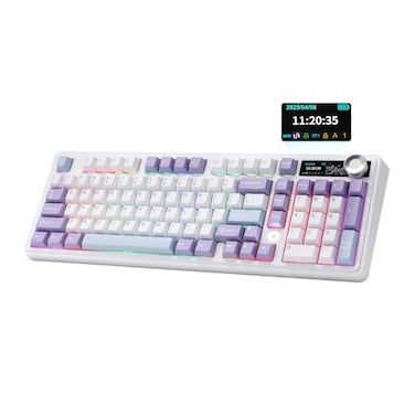 MIKIBY AJAZZ AK980 Mechanical Keyboard Creamy Thocky with Smart Display Knob 98 Wireless TriMode BT24GUSBC Hot Swappable RGB Light for Win Mac Purple Murad Switch