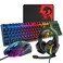 MANBASNAKE Wired Gaming Keyboard and Mouse Headset ComboRainbow LED Backlit Wired KeyboardOver Ear Headphone with MicRainbow Backlit Gaming MiceMouse Padfor PCLaptopMacPS4XboxBlack