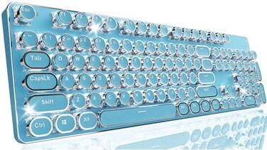SEUNKWANG EWEADN TK950 Typewriter Keyboard Wireless Mechanical Keyboard 104 Keys Aesthetic Typewriter Keyboards with White Backlit AntiGhosting Blue Switch Bluetooth24GHzWired KeyboardsBlue