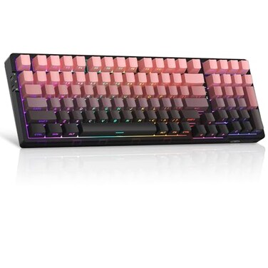 MageGee LIGHT100 Wireless Creamy Keyboard Gasket Structure Hot Swappable 24GUSBCBT50 RGB Backlit Mechanical Gaming Keyboard for WinMacPC 8000mAh Battery Side Printed PBT Keycap Pink