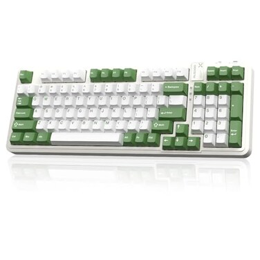 AUSDOM 98Pro Silent Mechanical Keyboard Wireless Hot Swappable Gaming Keyboard with BacklitGasket StructurePrelubed Tactile Switches24GHzTypeCBluetooth Custom Keyboards Green WhiteSilent