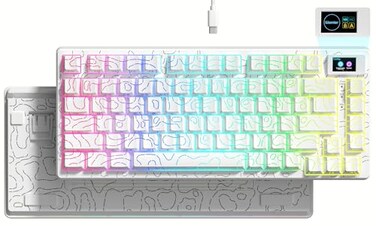 Womier SK80 75 Percent Keyboard Gaming with Color Multimedia Display Mechanical Keyboard Topographic Hot Swappable Gasket Mount RGB Creamy Key Board Prelubed POM Switch for MacWinWhite