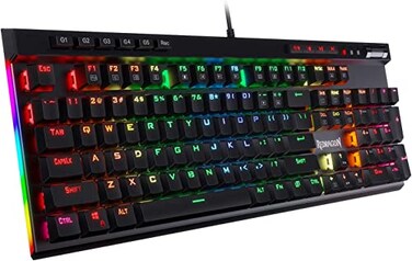 Redragon K580 VATA RGB LED Backlit Mechanical Gaming Keyboard with Macro Keys Dedicated Media Controls HotSwappable Socket Onboard Macro Recording Brown Switches