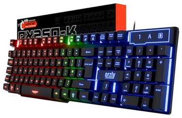 Orzly Gaming Keyboard RGB USB Wired Rainbow Keyboards Designed for PC Gamers PS4 PS5 Laptop Xbox Nintendo Switch RX250 Hornet Edition Black